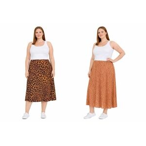 Lot of 2 A New Day Japna Womens Midi Skirt Large Leopard Polka Dot Bohemian